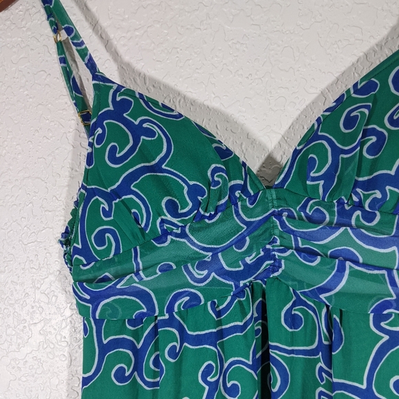 TOMMY BAHAMA Green Blue Cotton Maxi Sundress XS - Picture 2 of 5